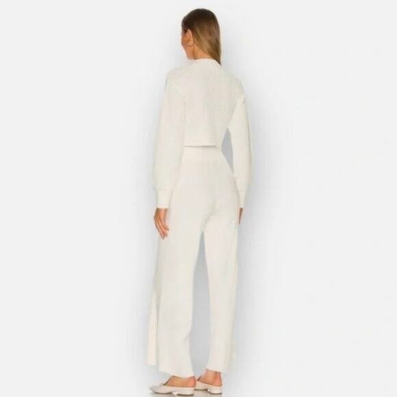 Free People Emilie Sweater Set Size XS White Whisper Cable Knit Lounge - Picture 2 of 12